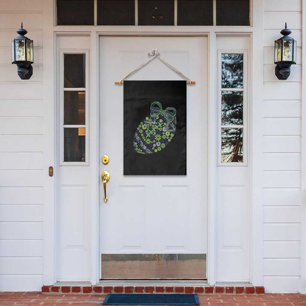Floral Football With Bow Green And Blue Garden Flag Game Day Sports Fan