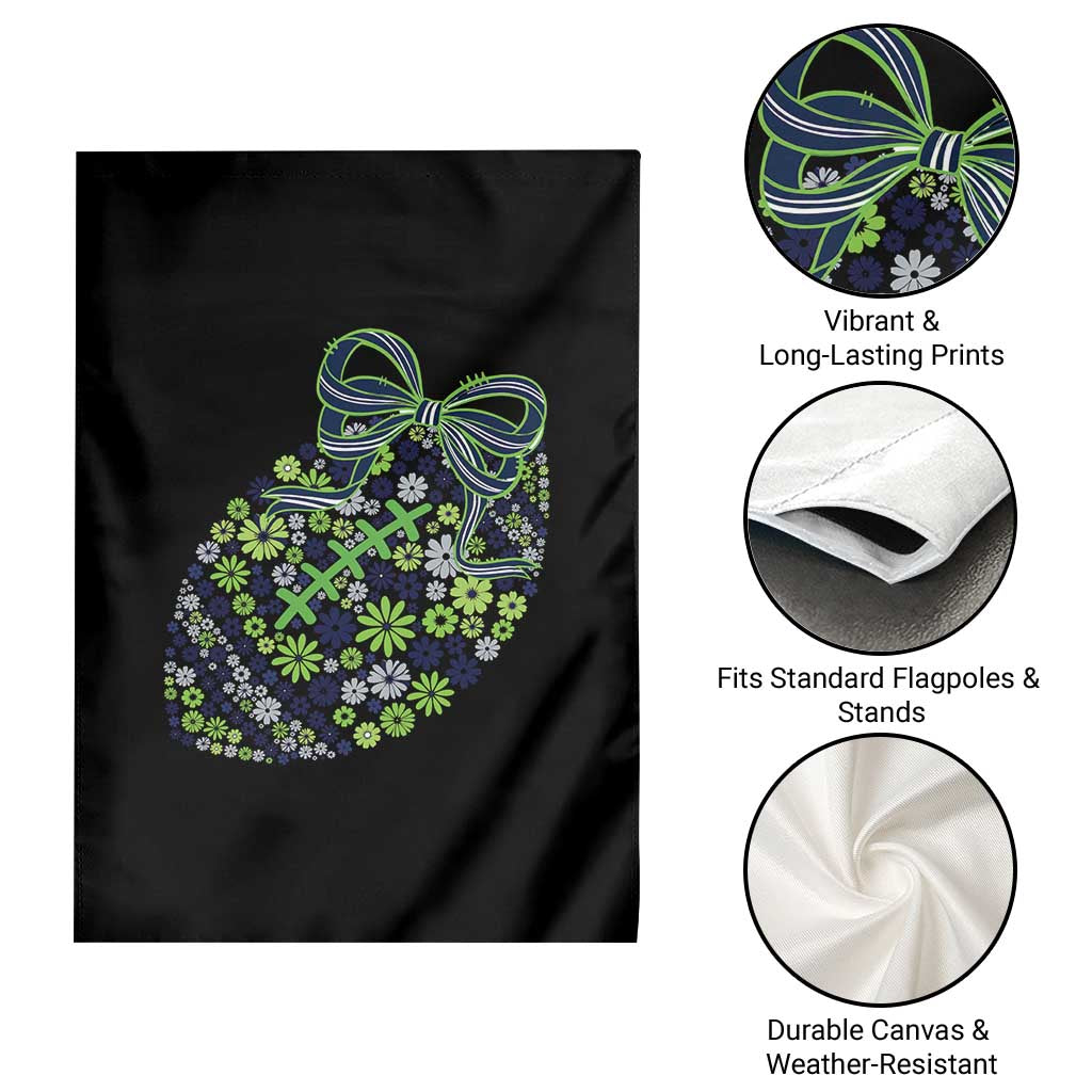 Floral Football With Bow Green And Blue Garden Flag Game Day Sports Fan