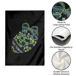 Floral Football With Bow Green And Blue Garden Flag Game Day Sports Fan