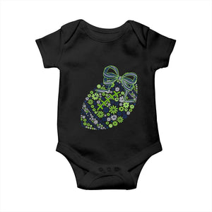 Floral Football With Bow Green And Blue Baby Onesie Game Day Sports Fan TS12 Black Print Your Wear