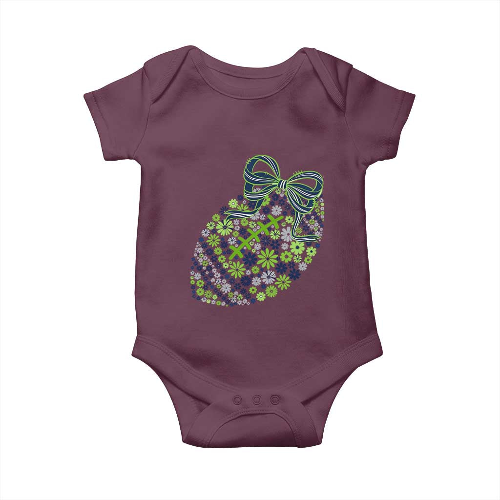 Floral Football With Bow Green And Blue Baby Onesie Game Day Sports Fan TS12 Maroon Print Your Wear