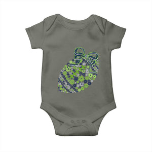 Floral Football With Bow Green And Blue Baby Onesie Game Day Sports Fan TS12 Military Green Print Your Wear