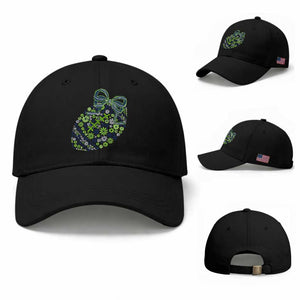 Floral Football With Bow Green And Blue Baseball Cap Game Day Sports Fan