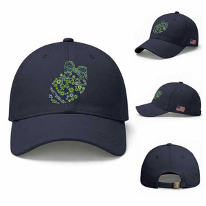 Floral Football With Bow Green And Blue Baseball Cap Game Day Sports Fan
