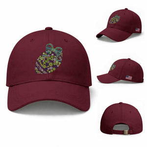 Floral Football With Bow Green And Blue Baseball Cap Game Day Sports Fan