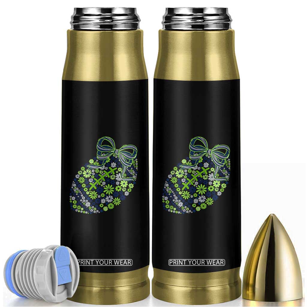 Floral Football With Bow Green And Blue Bullet Tumbler Game Day Sports Fan TS12 Black Print Your Wear