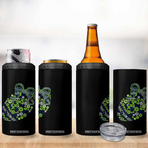 Floral Football With Bow Green And Blue 4 in 1 Can Cooler Tumbler Game Day Sports Fan TS12 Print Your Wear