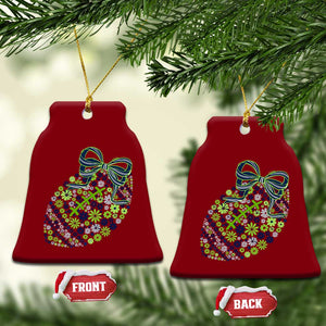 Floral Football With Bow Green And Blue Ceramic Ornament Game Day Sports Fan TS12 Print Your Wear