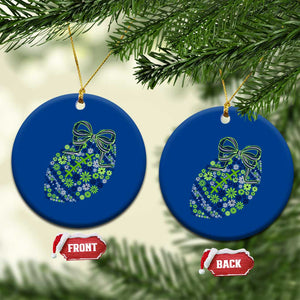 Floral Football With Bow Green And Blue Ceramic Ornament Game Day Sports Fan TS12 1pc Blue Print Your Wear