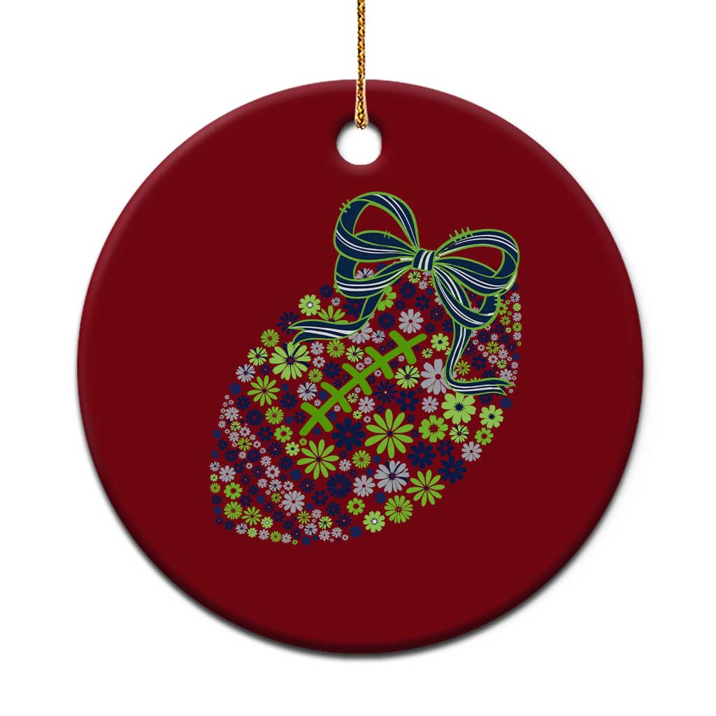 Floral Football With Bow Green And Blue Ceramic Ornament Game Day Sports Fan TS12 1pc Red Print Your Wear