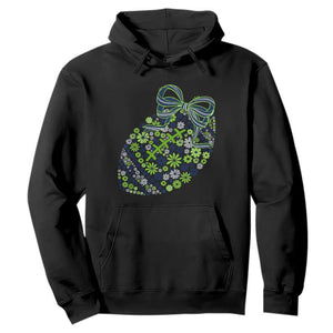 Floral Football With Bow Green And Blue Hoodie Game Day Sports Fan TS12 Black Print Your Wear