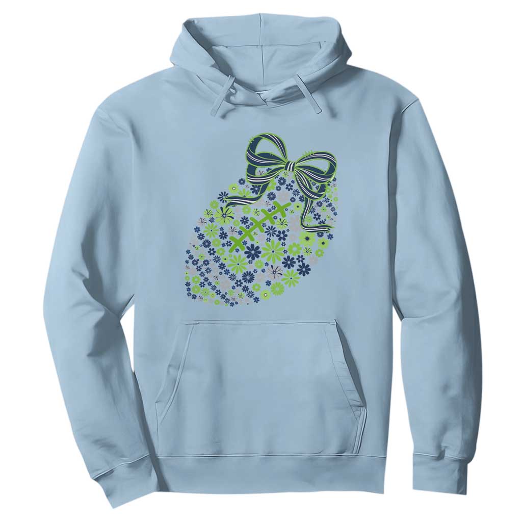 Floral Football With Bow Green And Blue Hoodie Game Day Sports Fan TS12 Light Blue Print Your Wear