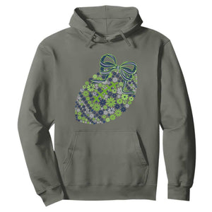 Floral Football With Bow Green And Blue Hoodie Game Day Sports Fan TS12 Military Green Print Your Wear