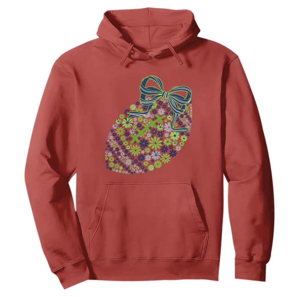 Floral Football With Bow Green And Blue Hoodie Game Day Sports Fan TS12 Red Print Your Wear