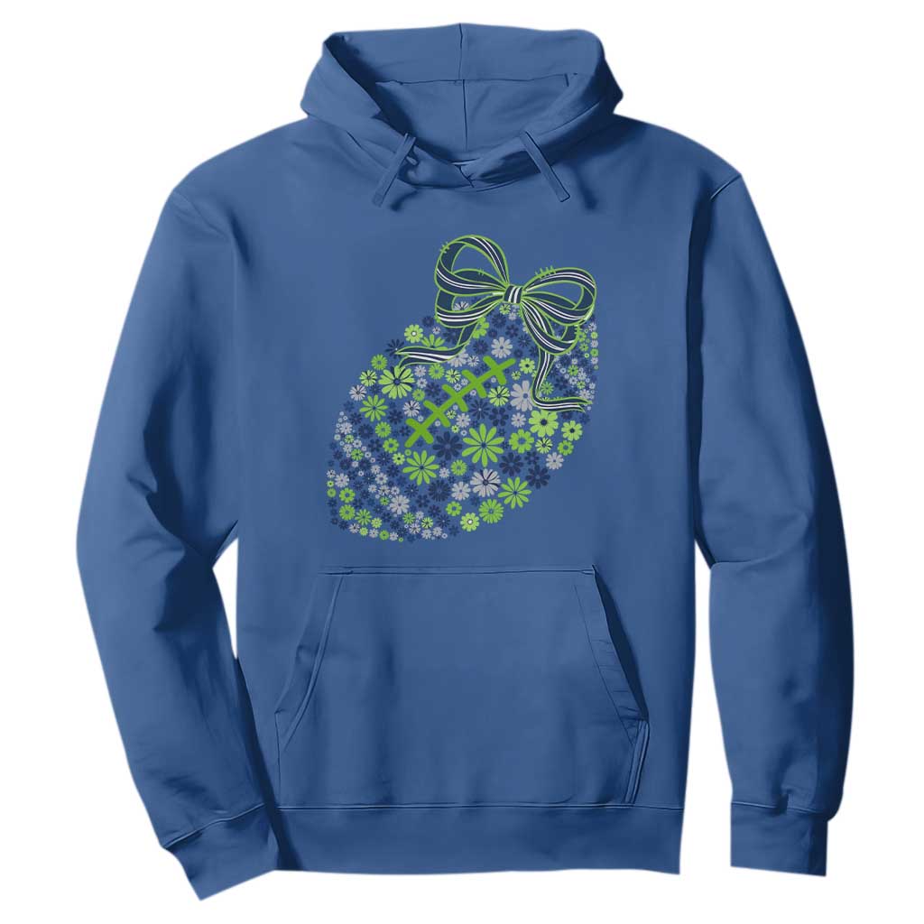 Floral Football With Bow Green And Blue Hoodie Game Day Sports Fan TS12 Royal Blue Print Your Wear
