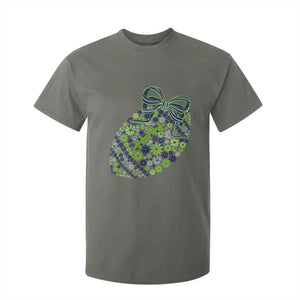 Floral Football With Bow Green And Blue T Shirt For Kid Game Day Sports Fan TS12 Military Green Print Your Wear