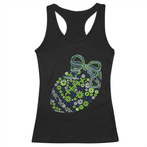 Floral Football With Bow Green And Blue Racerback Tank Top Game Day Sports Fan TS12 Black Print Your Wear
