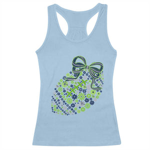 Floral Football With Bow Green And Blue Racerback Tank Top Game Day Sports Fan TS12 Light Blue Print Your Wear