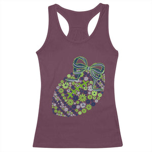 Floral Football With Bow Green And Blue Racerback Tank Top Game Day Sports Fan TS12 Maroon Print Your Wear