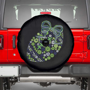 Floral Football With Bow Green And Blue Spare Tire Cover Game Day Sports Fan TS12 Black Print Your Wear