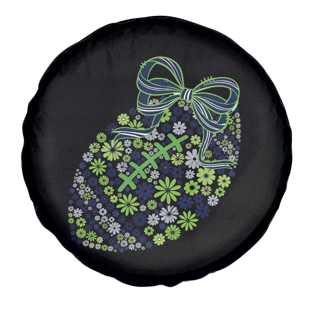 Floral Football With Bow Green And Blue Spare Tire Cover Game Day Sports Fan TS12 Print Your Wear