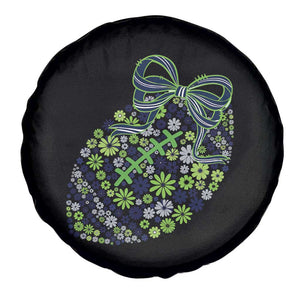 Floral Football With Bow Green And Blue Spare Tire Cover Game Day Sports Fan TS12 Print Your Wear