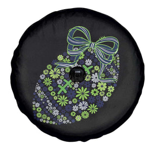 Floral Football With Bow Green And Blue Spare Tire Cover Game Day Sports Fan TS12 Print Your Wear