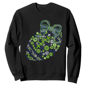 Floral Football With Bow Green And Blue Sweatshirt Game Day Sports Fan TS12 Black Print Your Wear