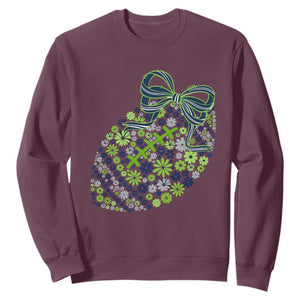 Floral Football With Bow Green And Blue Sweatshirt Game Day Sports Fan TS12 Maroon Print Your Wear