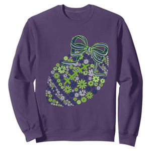 Floral Football With Bow Green And Blue Sweatshirt Game Day Sports Fan TS12 Purple Print Your Wear