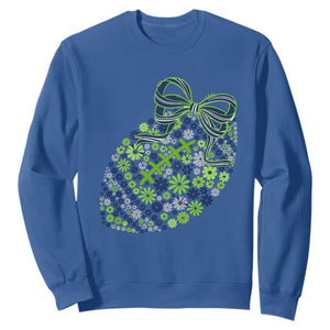 Floral Football With Bow Green And Blue Sweatshirt Game Day Sports Fan TS12 Royal Blue Print Your Wear