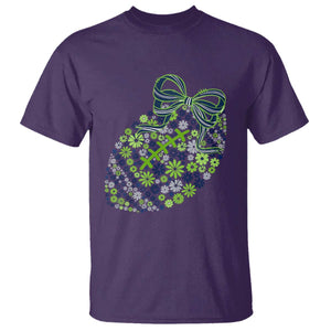 Floral Football With Bow Green And Blue T Shirt Game Day Sports Fan TS12 Purple Print Your Wear