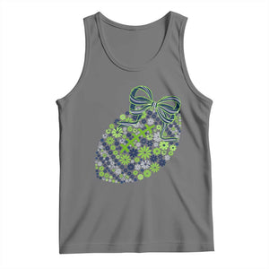 Floral Football With Bow Green And Blue Tank Top Game Day Sports Fan TS12 Black Heather Print Your Wear