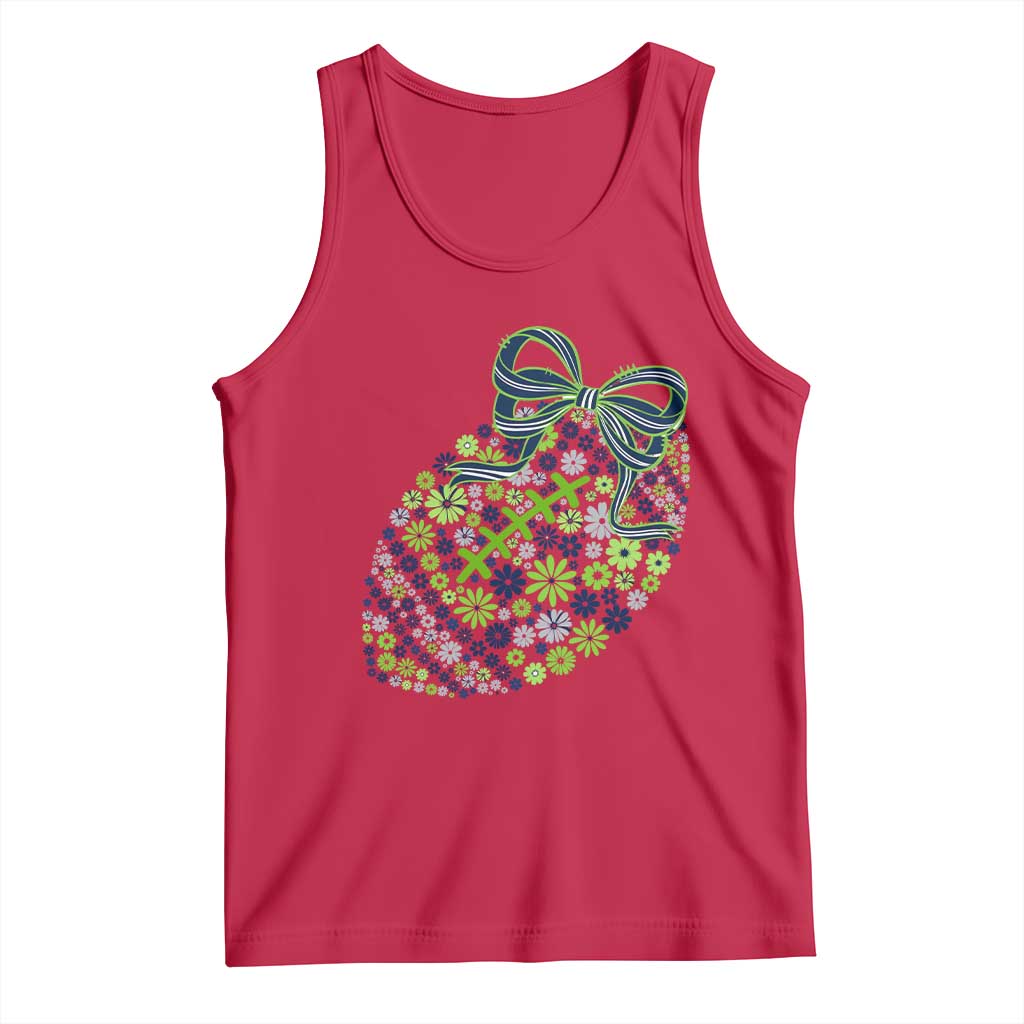 Floral Football With Bow Green And Blue Tank Top Game Day Sports Fan TS12 Red Print Your Wear