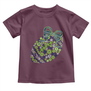 Floral Football With Bow Green And Blue Toddler T Shirt Game Day Sports Fan TS12 Maroon Print Your Wear