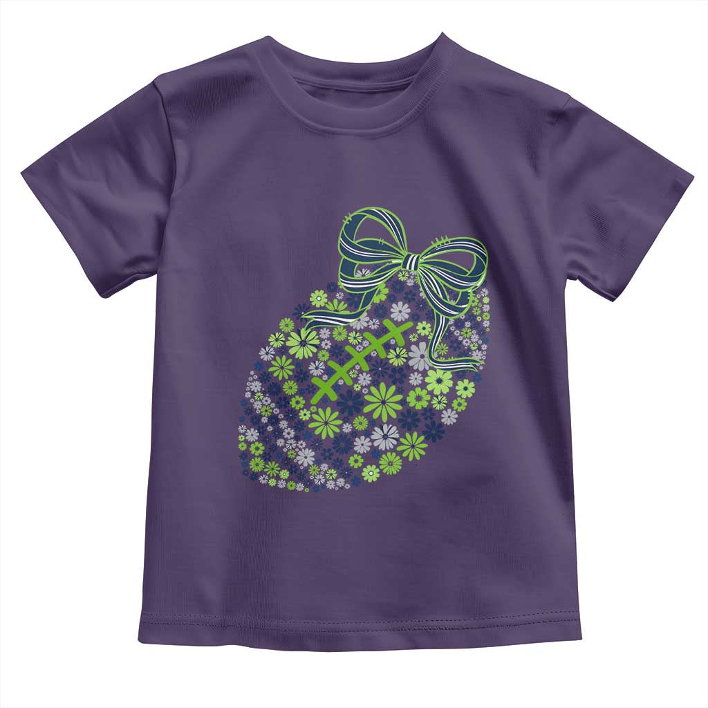 Floral Football With Bow Green And Blue Toddler T Shirt Game Day Sports Fan TS12 Purple Print Your Wear