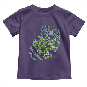 Floral Football With Bow Green And Blue Toddler T Shirt Game Day Sports Fan TS12 Purple Print Your Wear