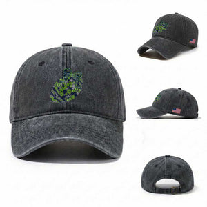 Floral Football With Bow Green And Blue Washed Cotton Baseball Cap Game Day Sports Fan