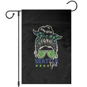 Seattle Girl Football Garden Flag Messy Bun Game Day Sports Fan