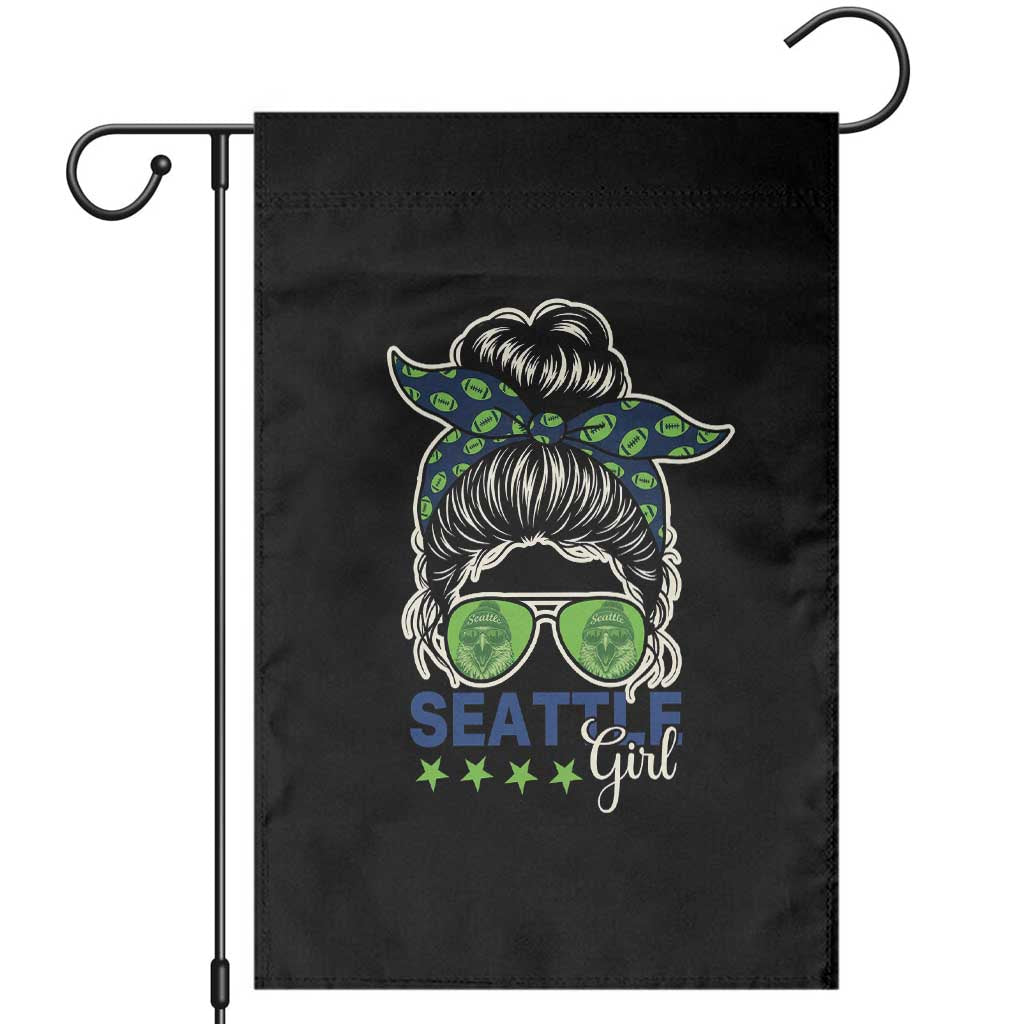 Seattle Girl Football Garden Flag Messy Bun Game Day Sports Fan TS12 Black Print Your Wear