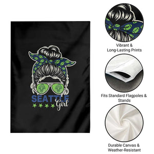 Seattle Girl Football Garden Flag Messy Bun Game Day Sports Fan