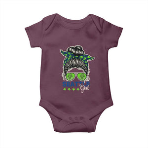 Seattle Girl Football Baby Onesie Messy Bun Game Day Sports Fan