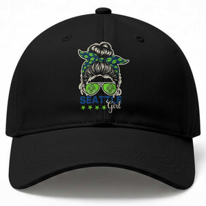 Seattle Girl Football Baseball Cap Messy Bun Game Day Sports Fan