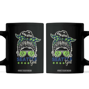 Seattle Girl Football Coffee Mug Messy Bun Game Day Sports Fan