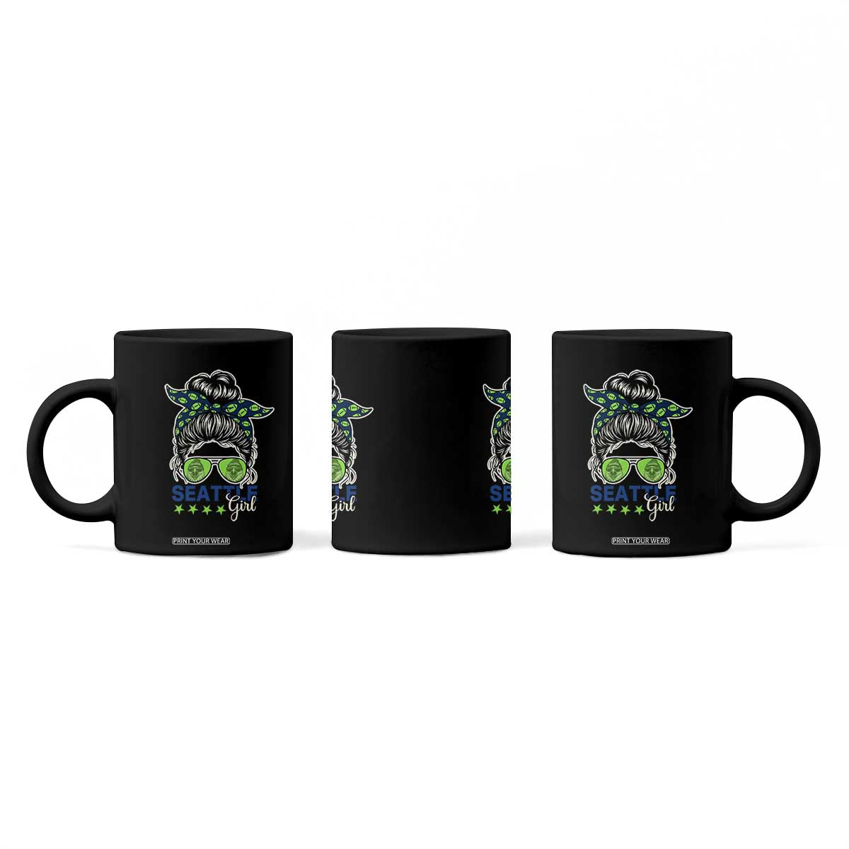 Seattle Girl Football Coffee Mug Messy Bun Game Day Sports Fan