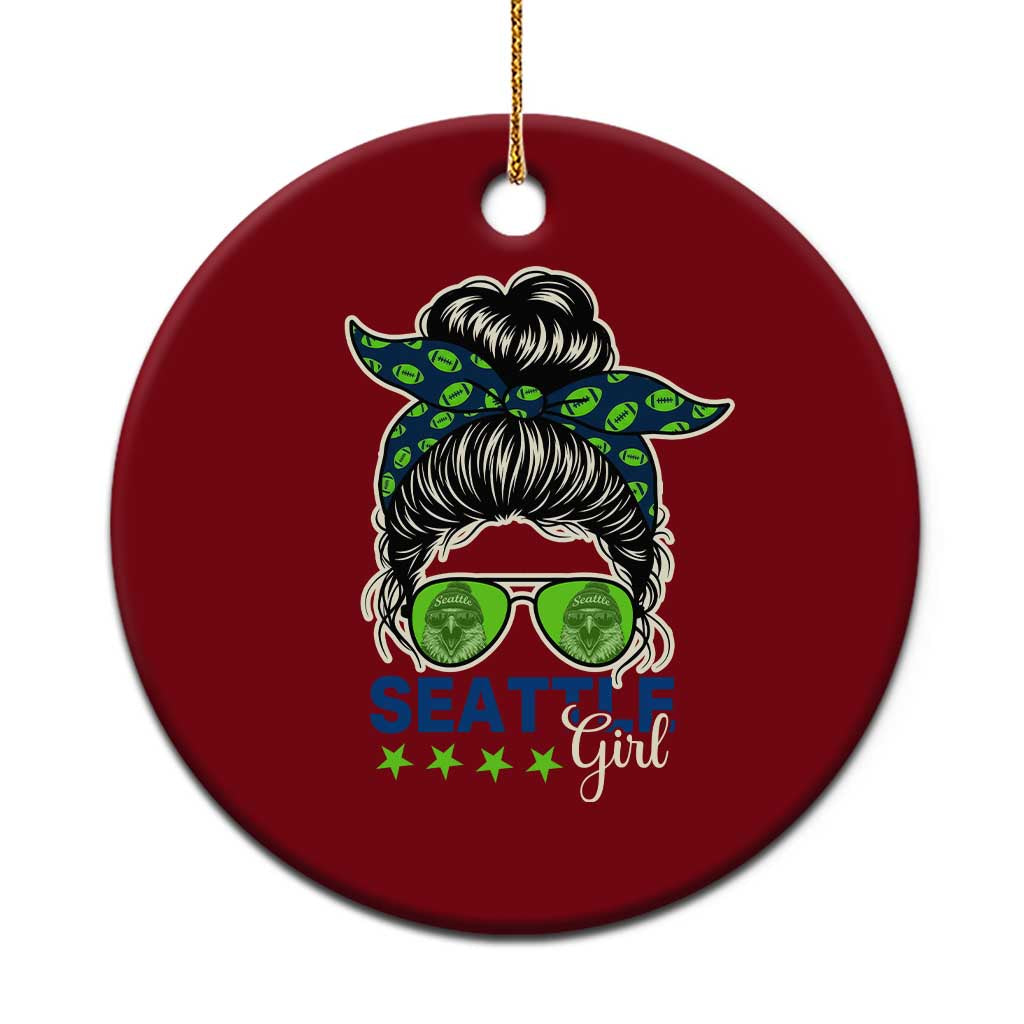 Seattle Girl Football Ceramic Ornament Messy Bun Game Day Sports Fan TS12 1pc Red Print Your Wear