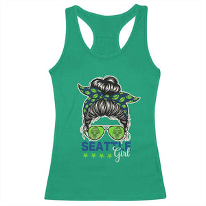 Seattle Girl Football Racerback Tank Top Messy Bun Game Day Sports Fan