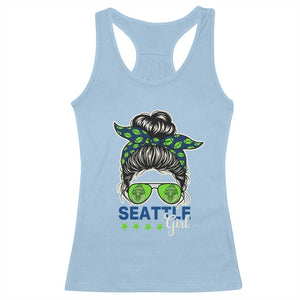 Seattle Girl Football Racerback Tank Top Messy Bun Game Day Sports Fan