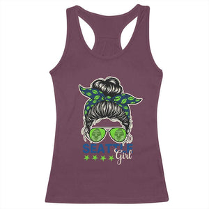 Seattle Girl Football Racerback Tank Top Messy Bun Game Day Sports Fan