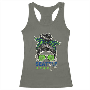 Seattle Girl Football Racerback Tank Top Messy Bun Game Day Sports Fan